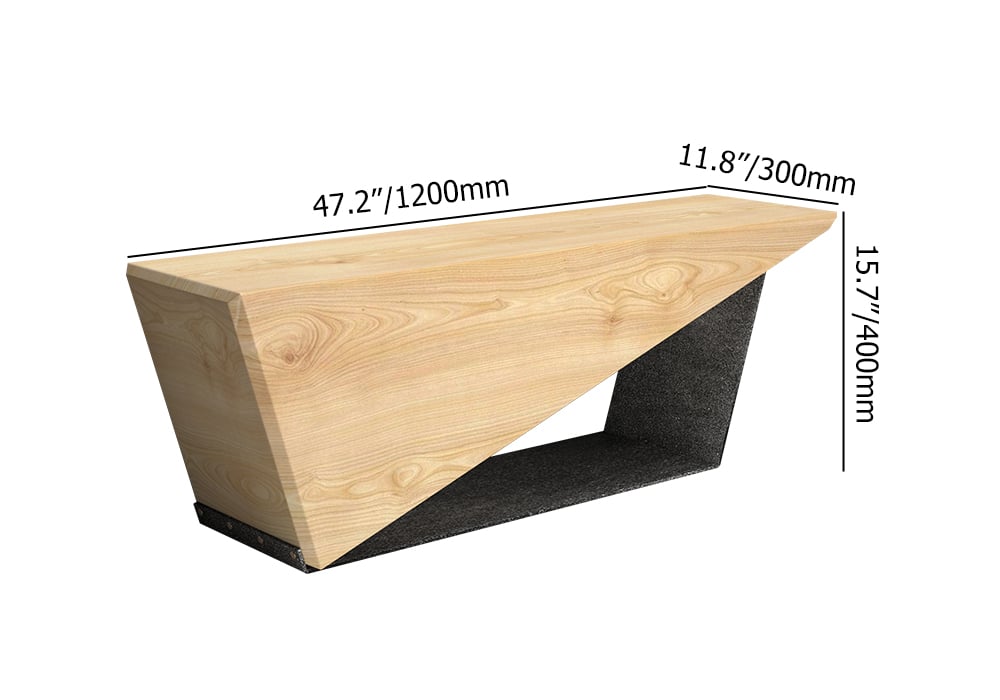 HMR Rustic 3-Person 47" Bench with Metal Base - Natural
