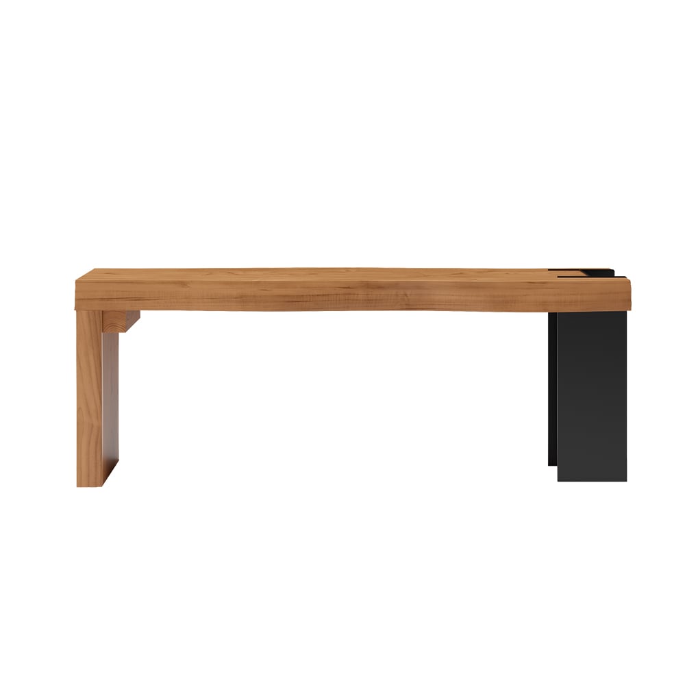 HMR - Retro Bench Entryway Bench with Metal Legs in Natural