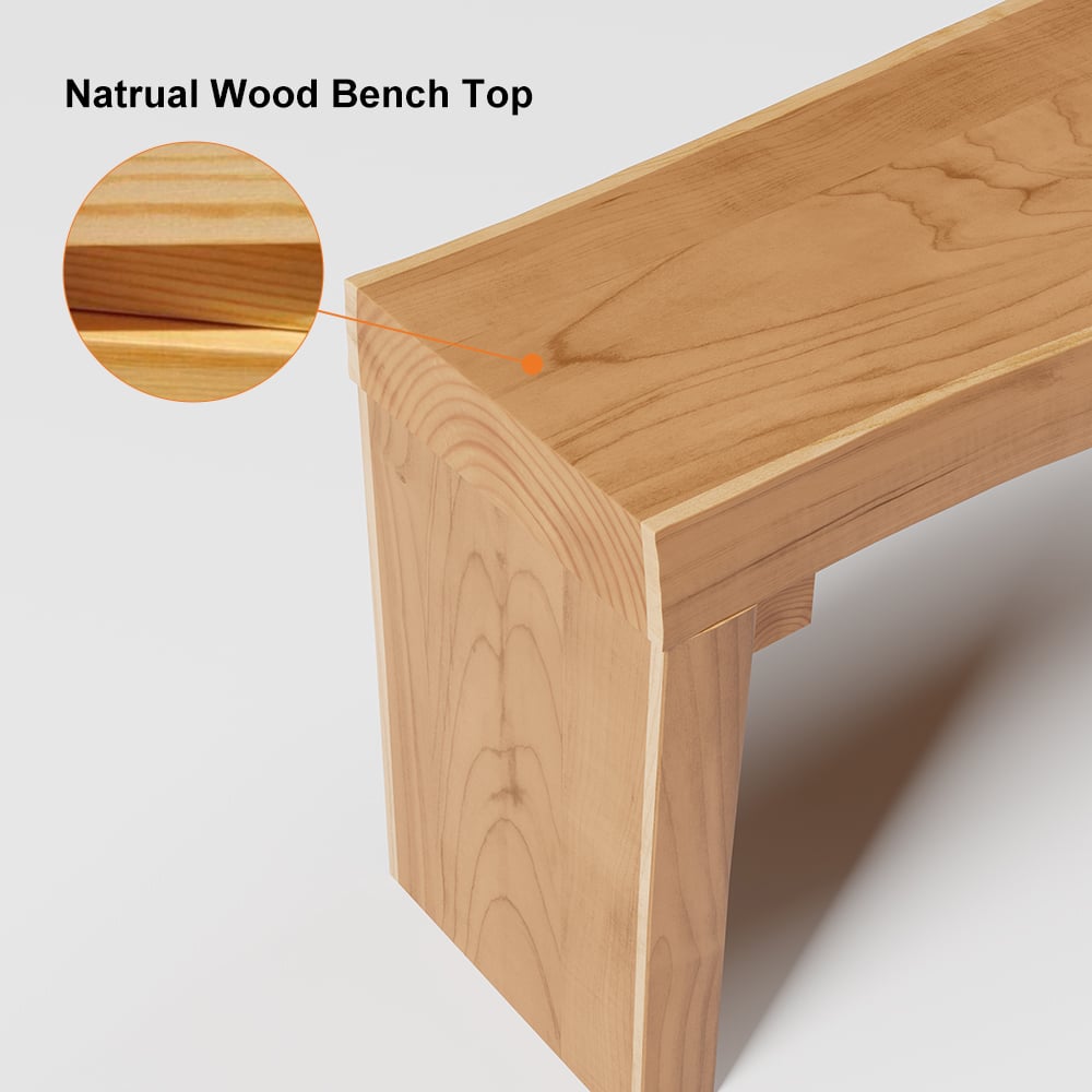 HMR - Retro Bench Entryway Bench with Metal Legs in Natural