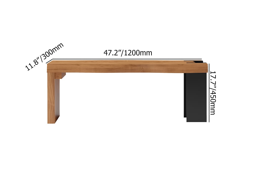 HMR - Retro Bench Entryway Bench with Metal Legs in Natural