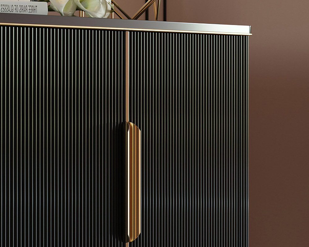 HMR - Modern Entryway Accent Cabinet with 2 Doors 2 Shelves 43.3" in Black