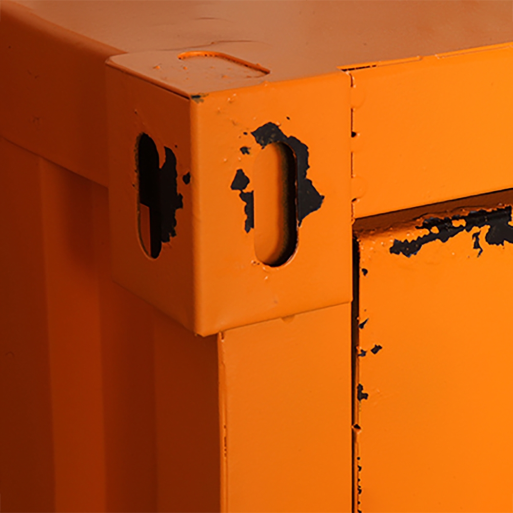 HMR Ctainer Industrial Nightstand Retro Bedside Storage Cabinet with Door & Drawer - Orange