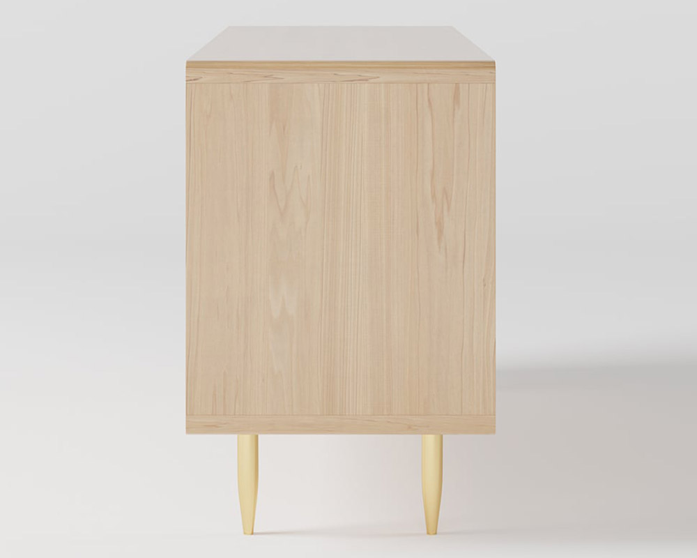 HMR - Dresser with 6 Drawers Rattan Woven in 53"W, Natural, Gold