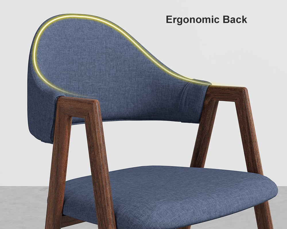 HMR Modern Dining Chairs with Linen Upholstery - Blue, 2-Pieces