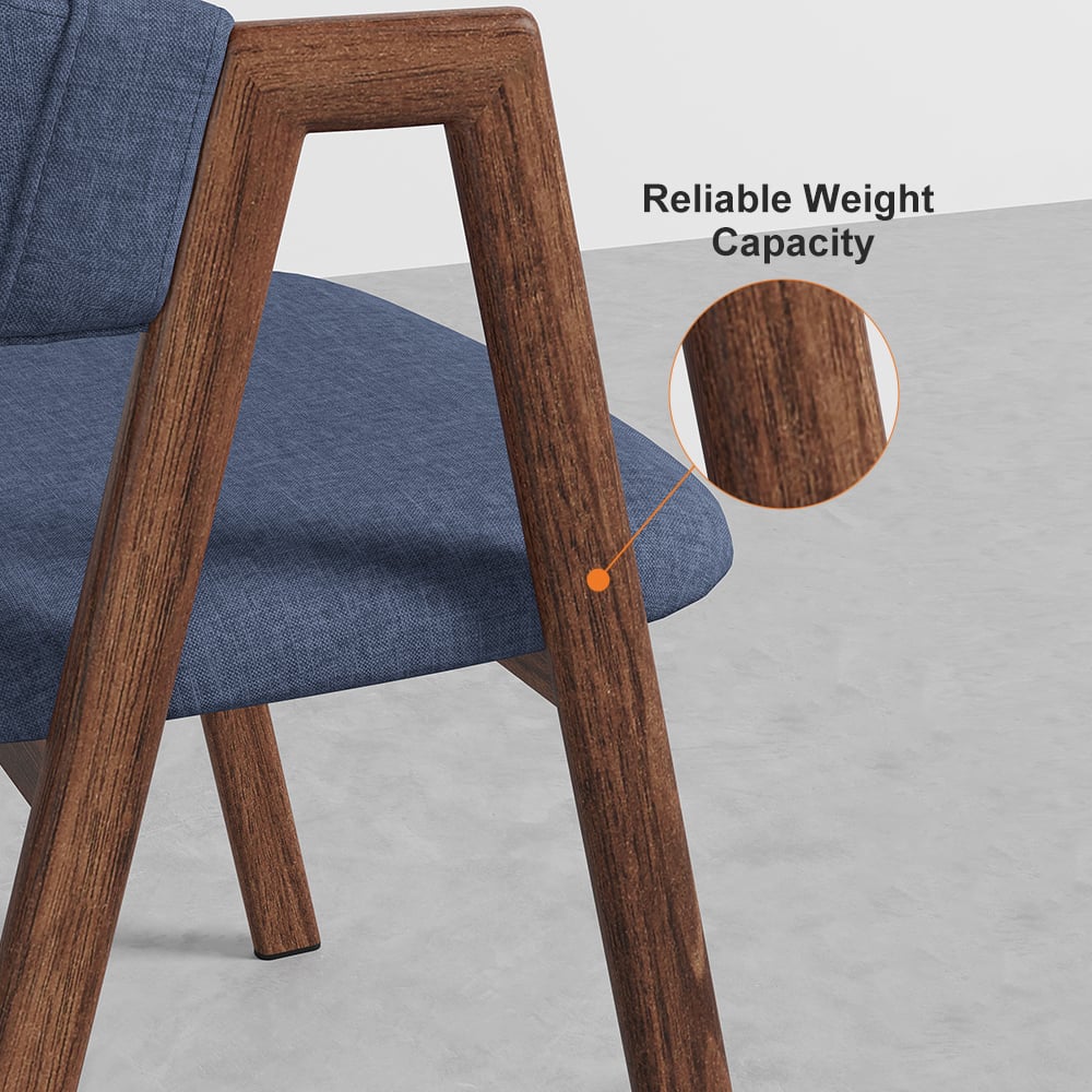 HMR Modern Dining Chairs with Linen Upholstery - Blue, 2-Pieces