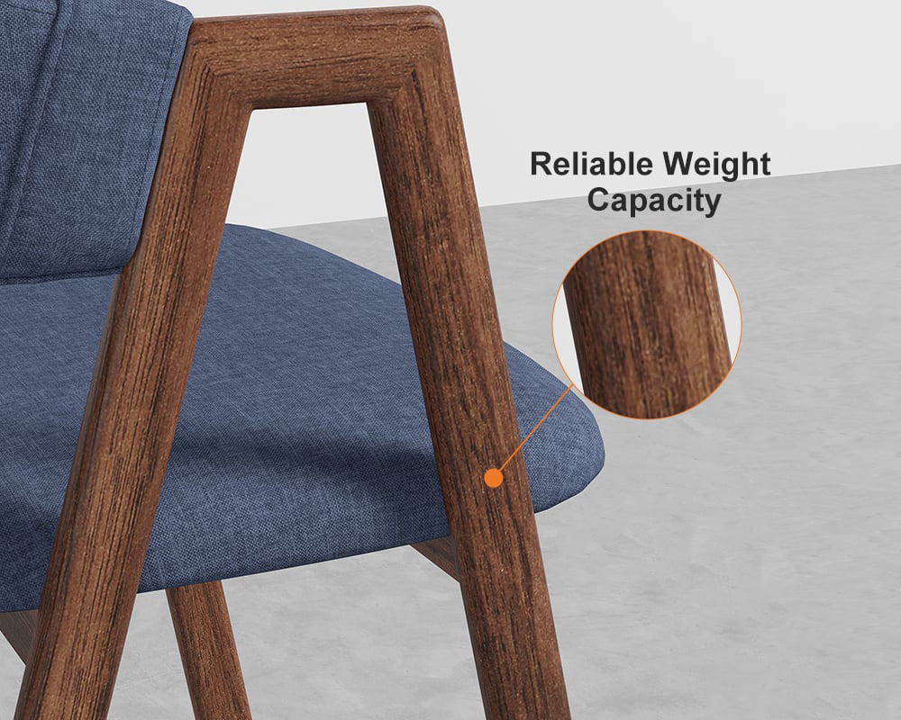 HMR Modern Dining Chairs with Linen Upholstery - Blue, 2-Pieces