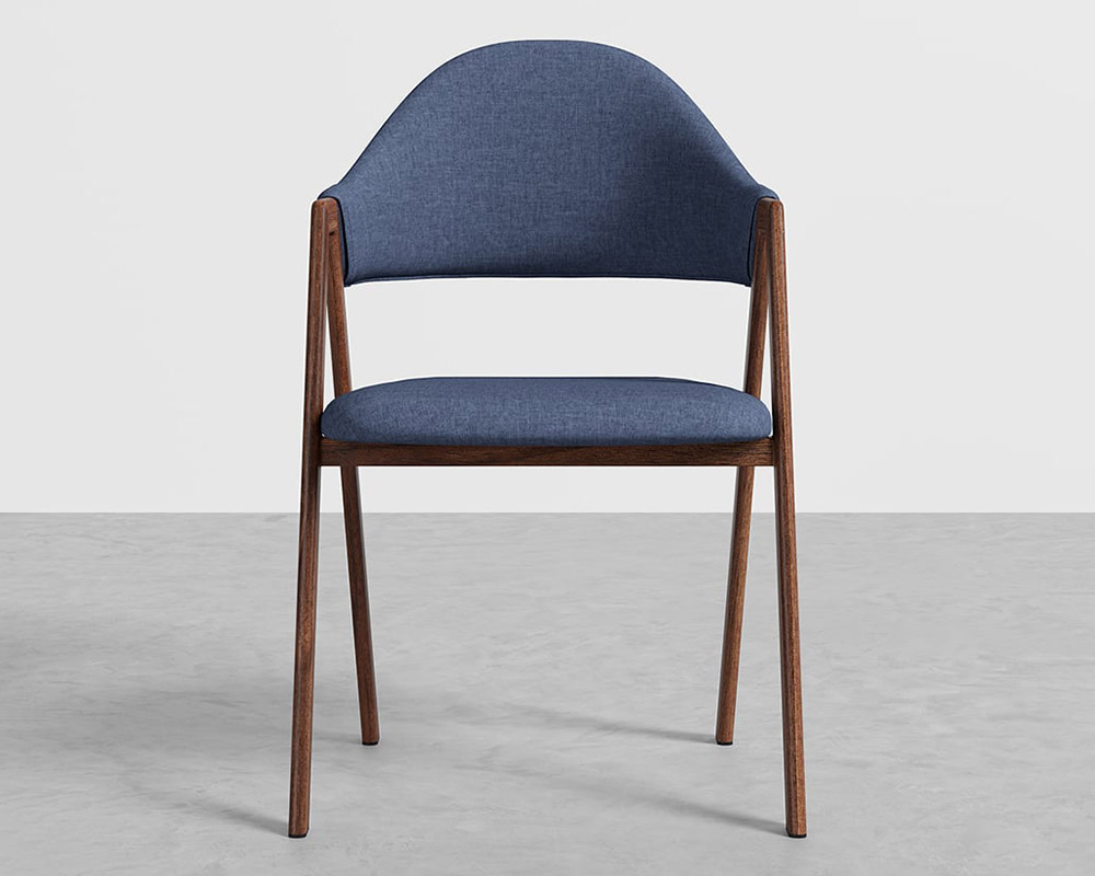 HMR Modern Dining Chairs with Linen Upholstery - Blue, 2-Pieces