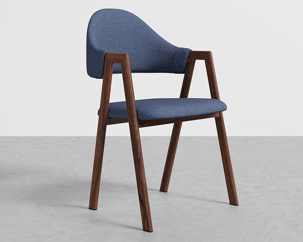 HMR Modern Dining Chairs with Linen Upholstery - Blue, 2-Pieces