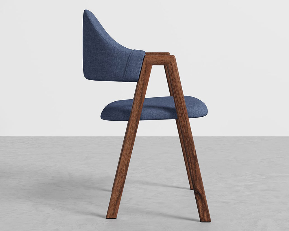 HMR Modern Dining Chairs with Linen Upholstery - Blue, 2-Pieces