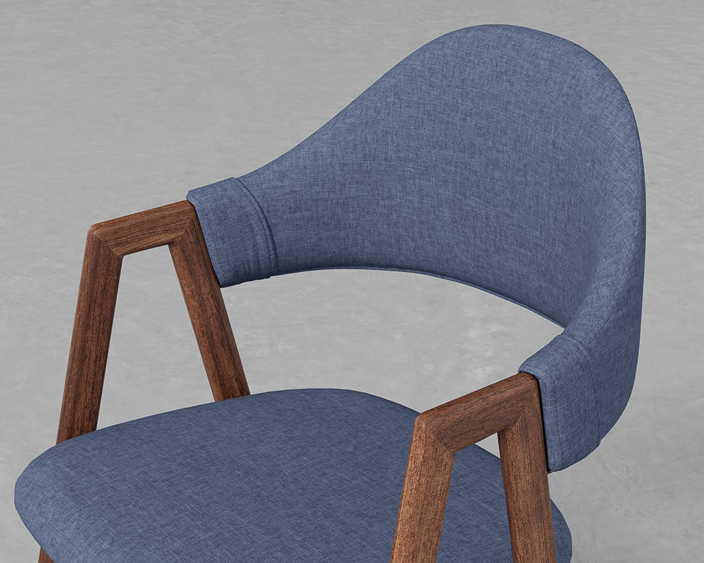 HMR Modern Dining Chairs with Linen Upholstery - Blue, 2-Pieces