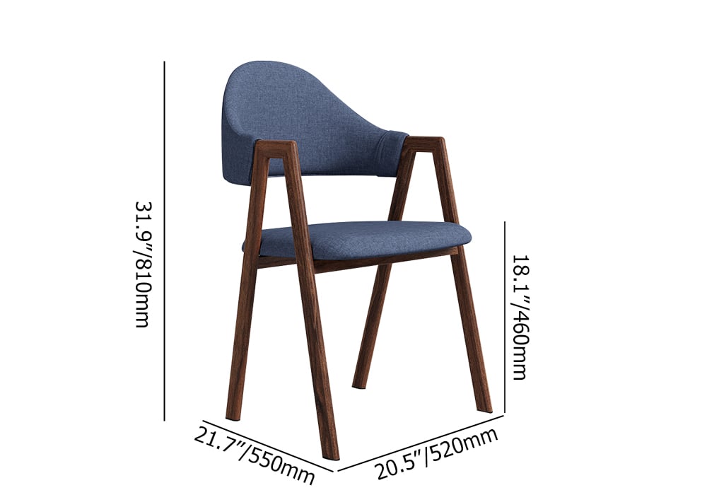 HMR Modern Dining Chairs with Linen Upholstery - Blue, 2-Pieces
