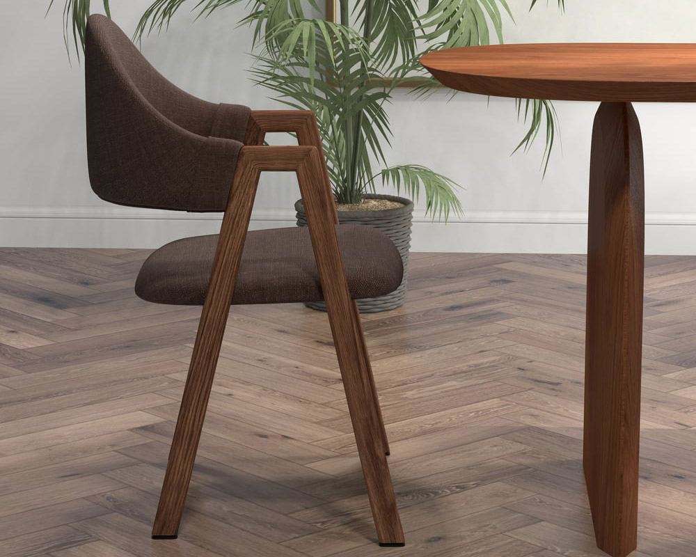 HMR Modern Dining Chairs with Linen Upholstery - Brown, 2-Pieces