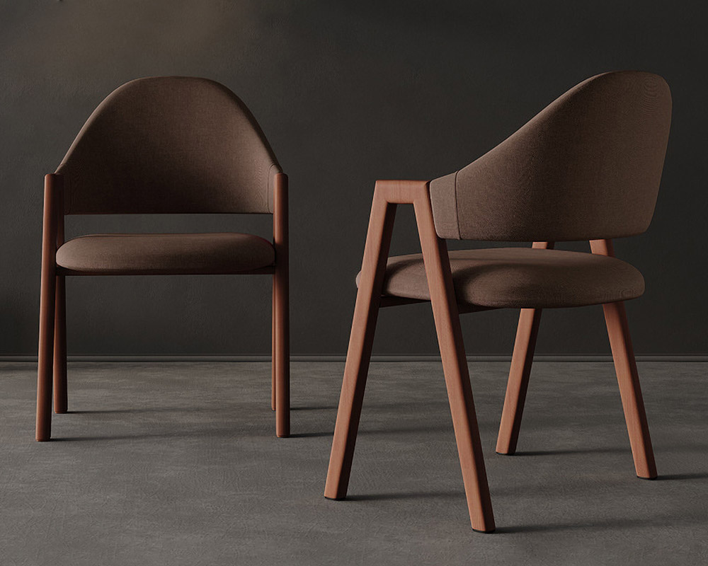HMR Modern Dining Chairs with Linen Upholstery - Brown, 2-Pieces