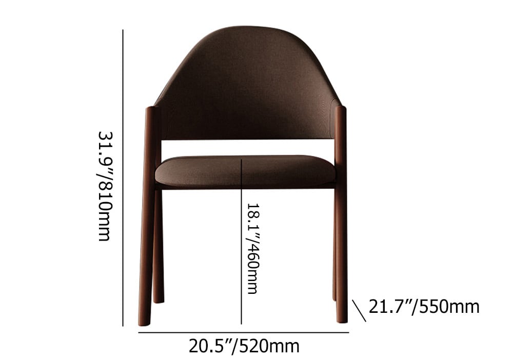 HMR Modern Dining Chairs with Linen Upholstery - Brown, 2-Pieces