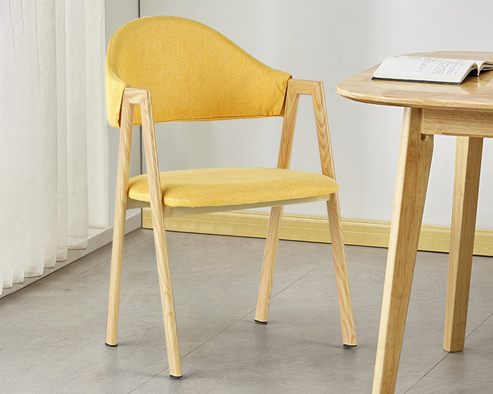 HMR Modern Dining Chairs with Linen Upholstery - Yellow, 2-Pieces