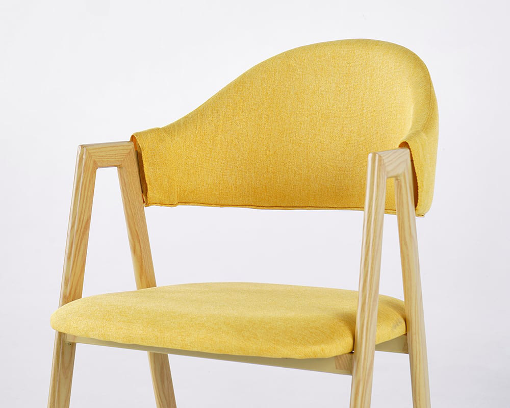 HMR Modern Dining Chairs with Linen Upholstery - Yellow, 2-Pieces