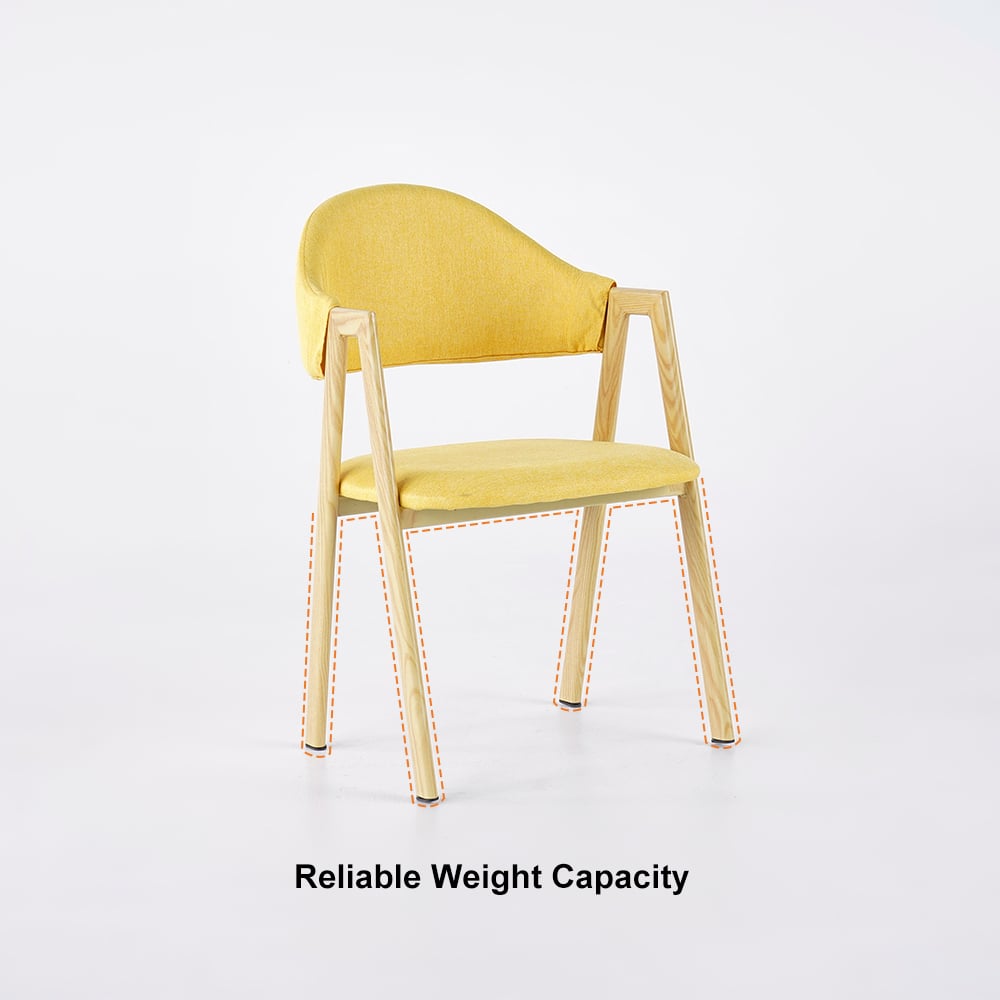 HMR Modern Dining Chairs with Linen Upholstery - Yellow, 2-Pieces