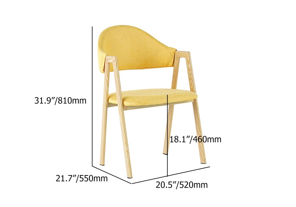 HMR Modern Dining Chairs with Linen Upholstery - Yellow, 2-Pieces