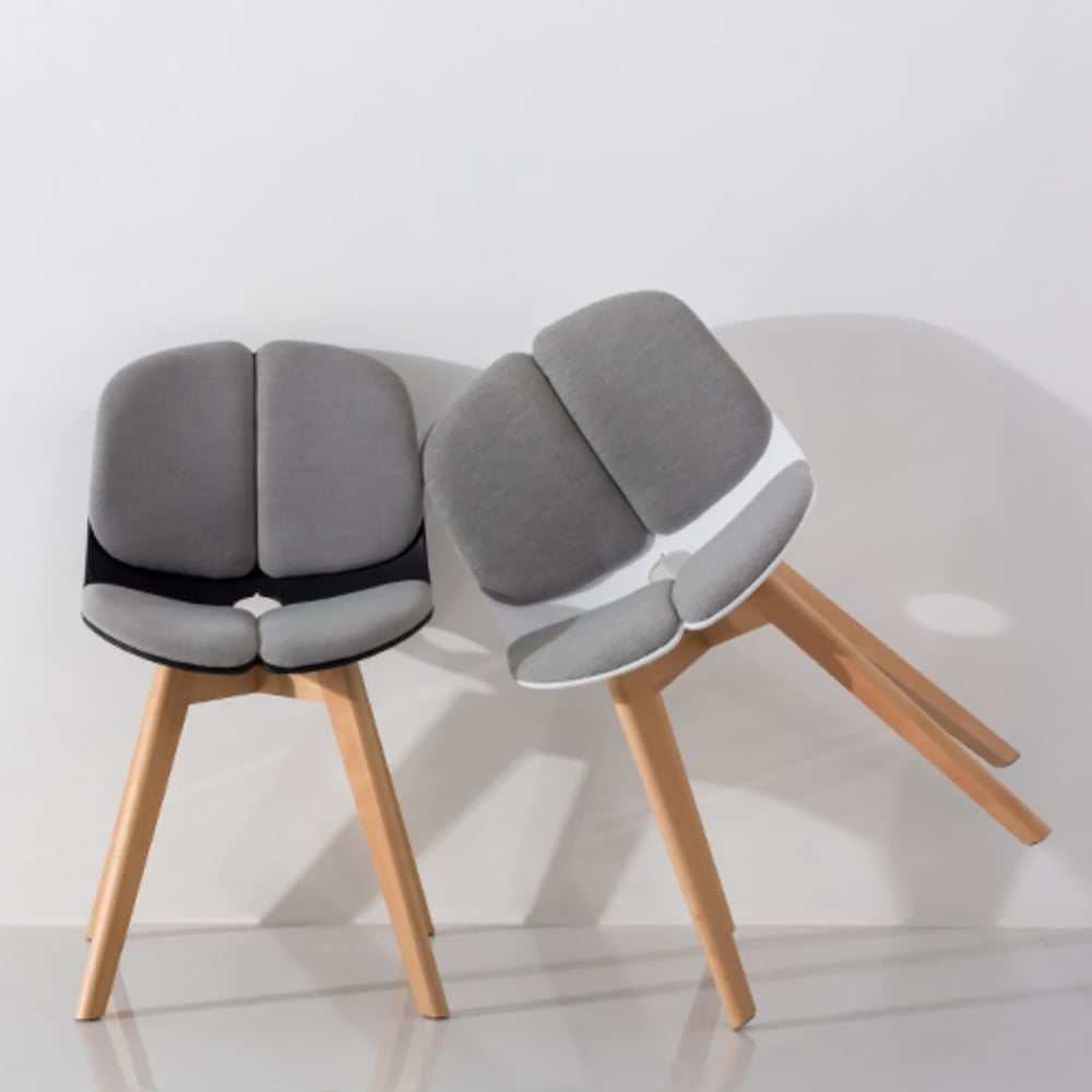 HMR - Modern Dining Chair High Back Cotton & Linen Upholstered Dining Chair Beech Legs