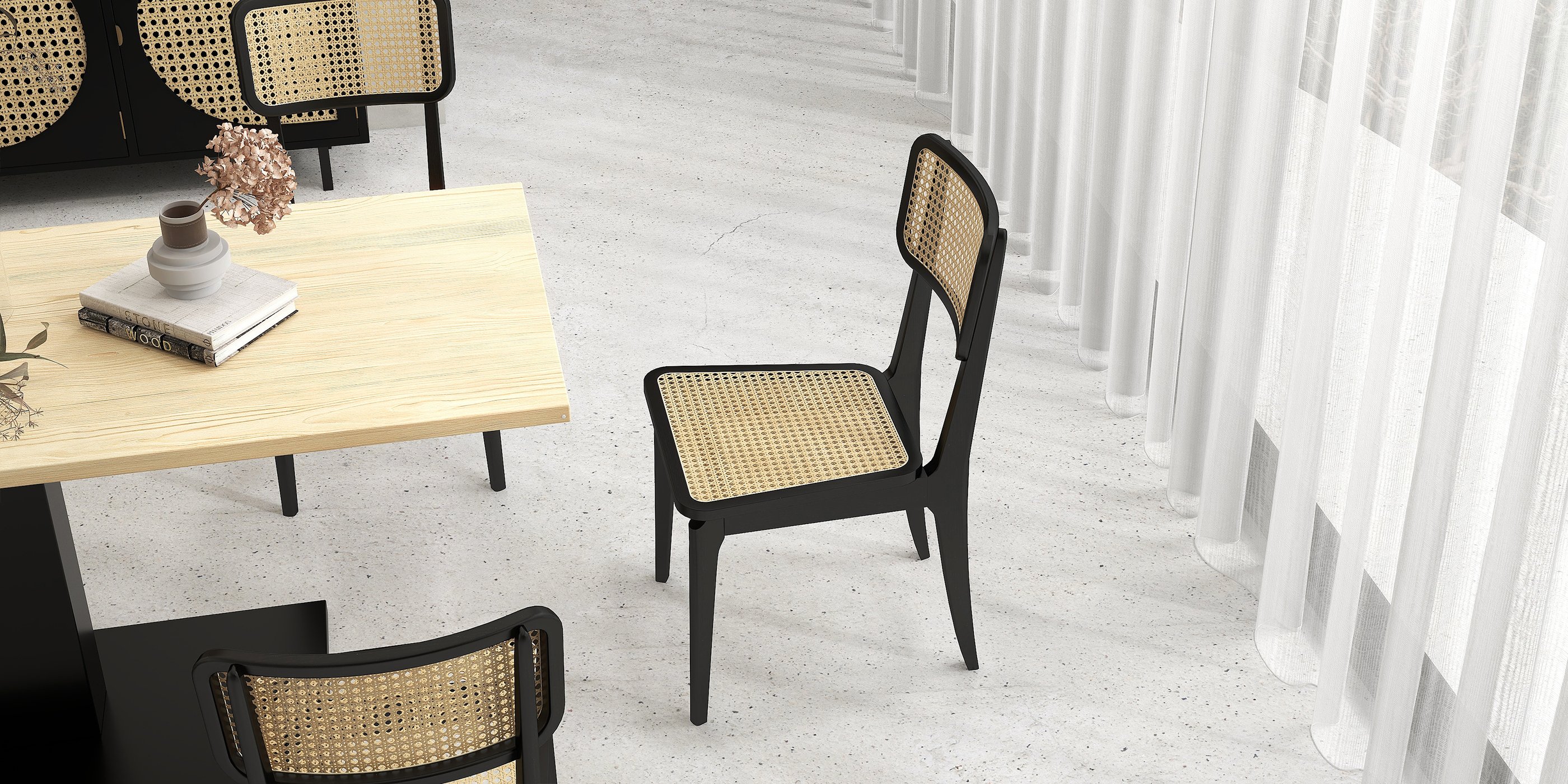 HMR - Japandi Modern Ash Wood Dining Chairs