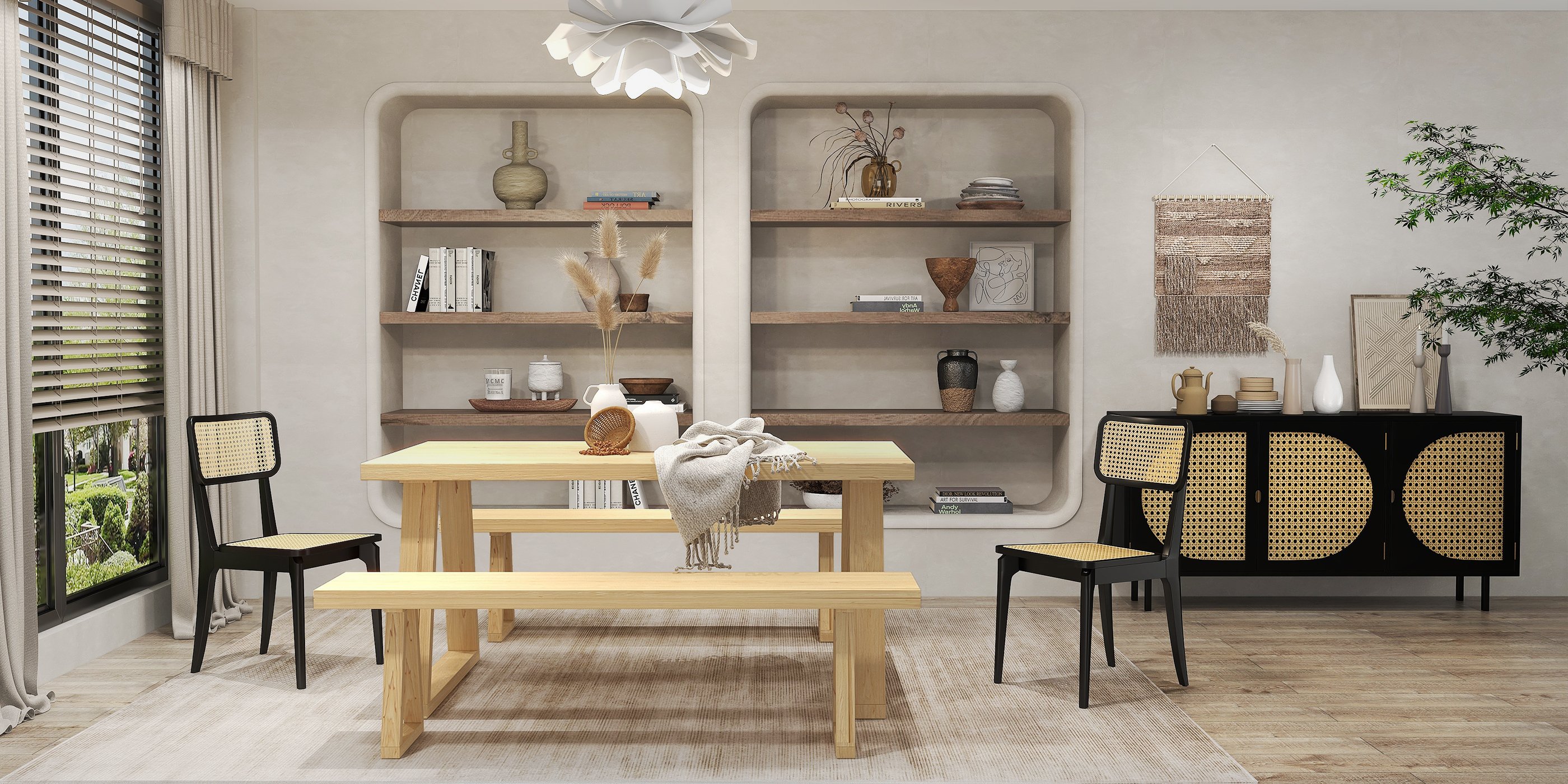 HMR - Japandi Modern Ash Wood Dining Chairs