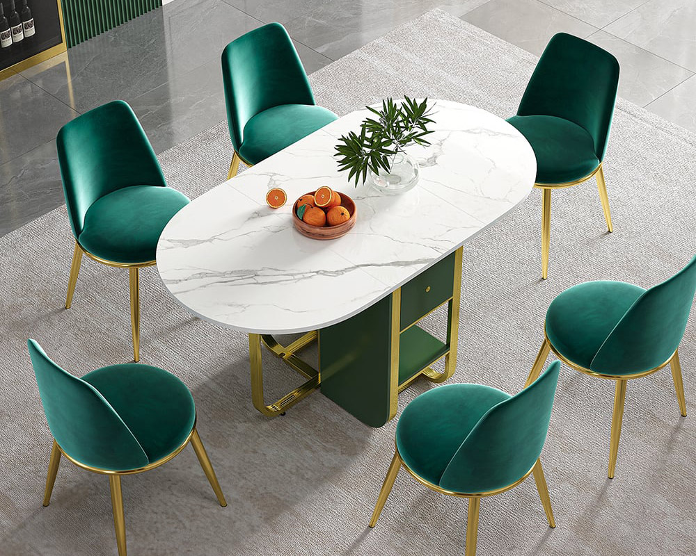 HMR - 59.1" Modern Rectangle Leaf Folding Wood Dining Table with Storage Seats 4-6 People
