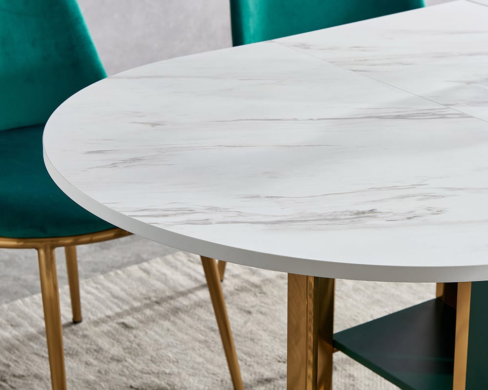 HMR - 59.1" Modern Rectangle Leaf Folding Wood Dining Table with Storage Seats 4-6 People