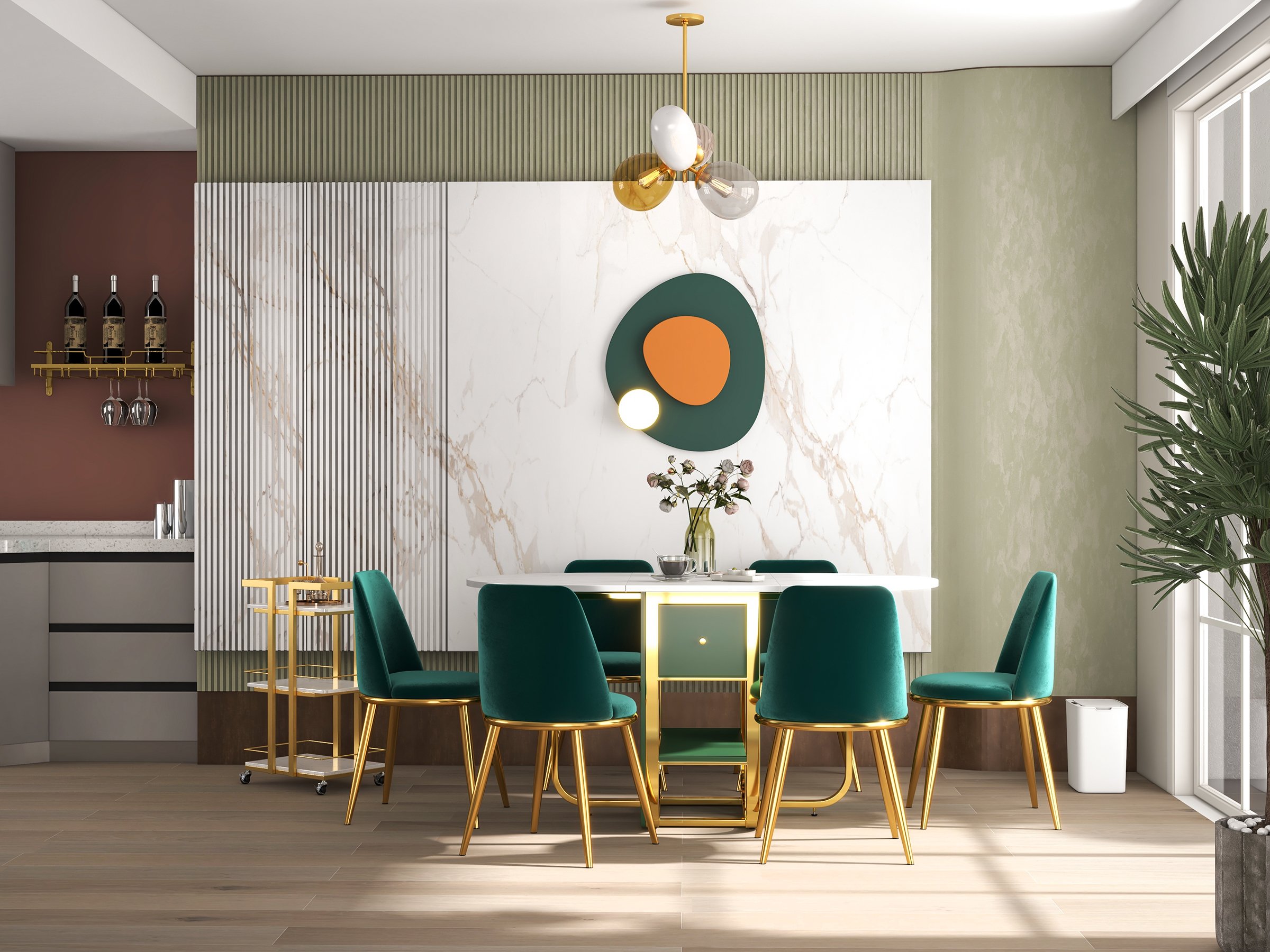 HMR - 59.1" Modern Rectangle Leaf Folding Wood Dining Table with Storage Seats 4-6 People