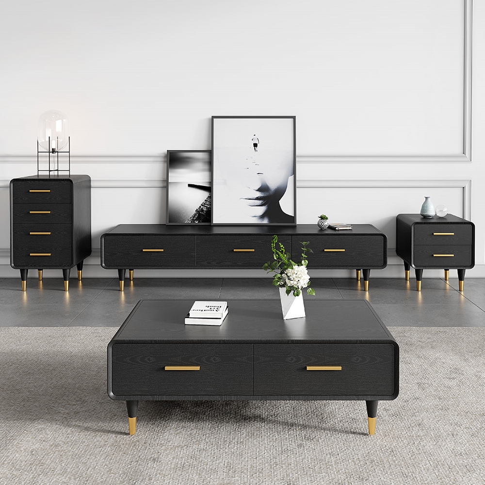 HMR - TV Stand Rectangle Media Console in 63"W, Black