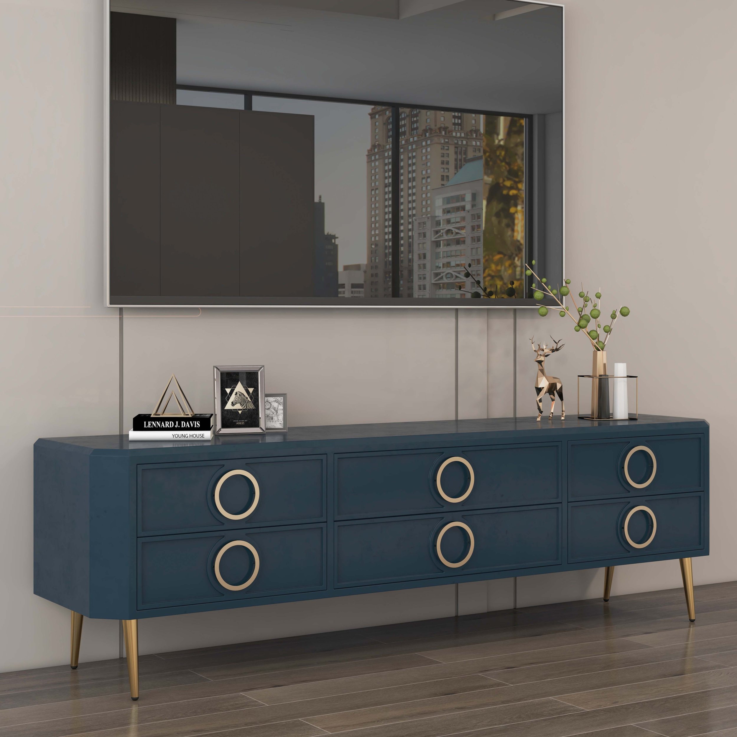 HMR - Rindix TV Stand with Storage with Drawers in 86.6"W