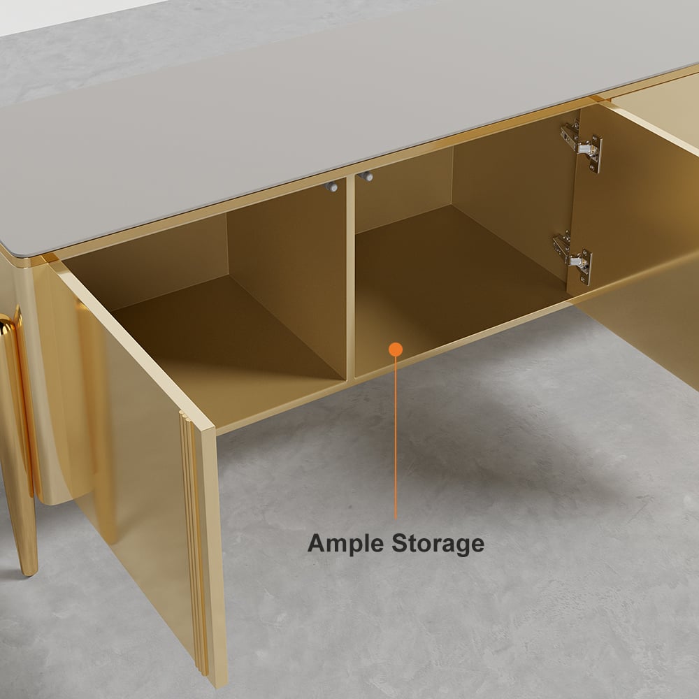 HMR - Salley TV Stand Console with 4 Doors in Champagne