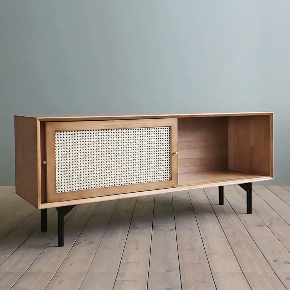HMR - Cottage TV Stand with Rattan Doors in Natural
