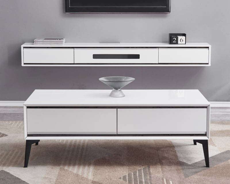 HMR - Smooth TV Stand Postmodern Minimalist Floating Media Console with Storage