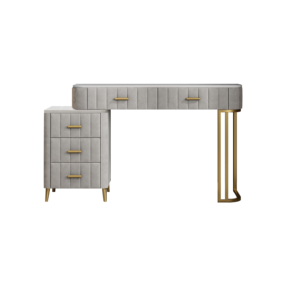 HMR Modern Expandable Makeup Vanity Dressing Table - Gray, Velvet