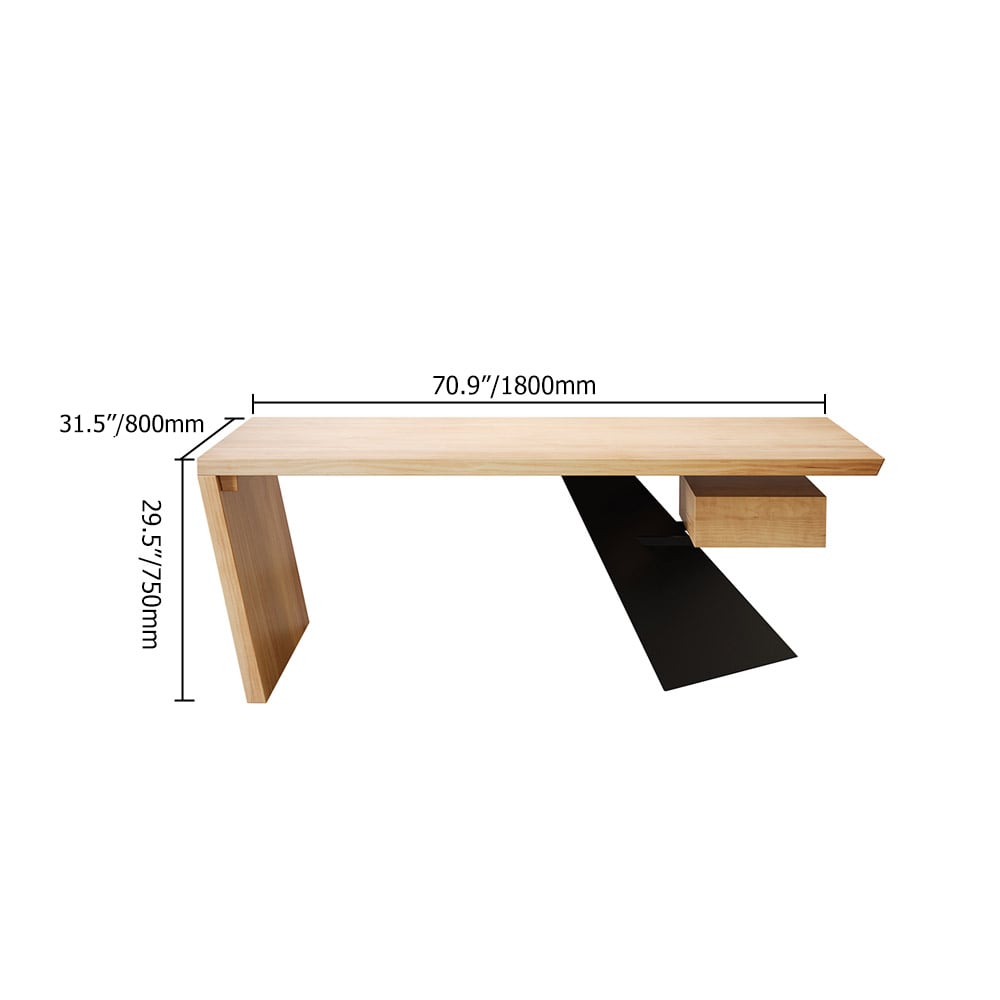 HMR Cabstract Series Modern 71" Office Desk with Drawer - Natural