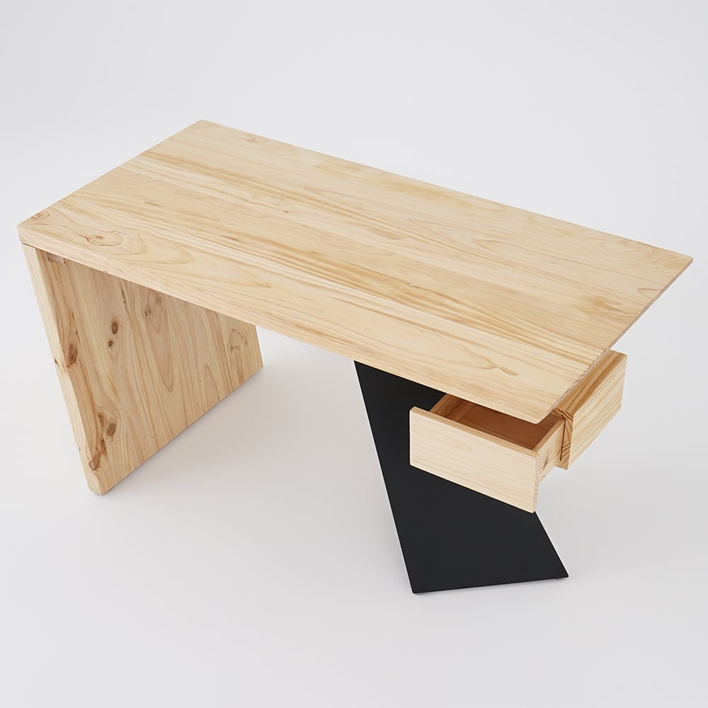 HMR Cabstract Series Modern 55" Office Desk with Drawer - Natural