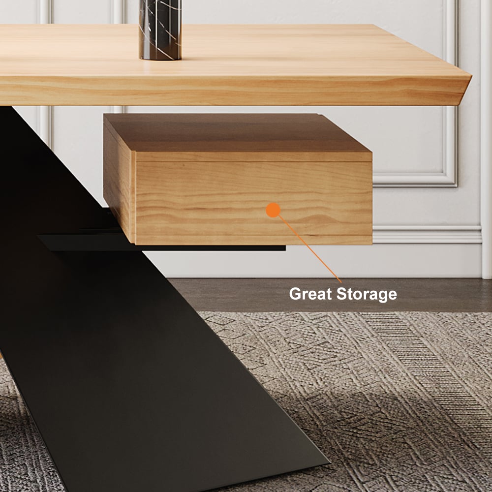 HMR Cabstract Series Modern 55" Office Desk with Drawer - Natural