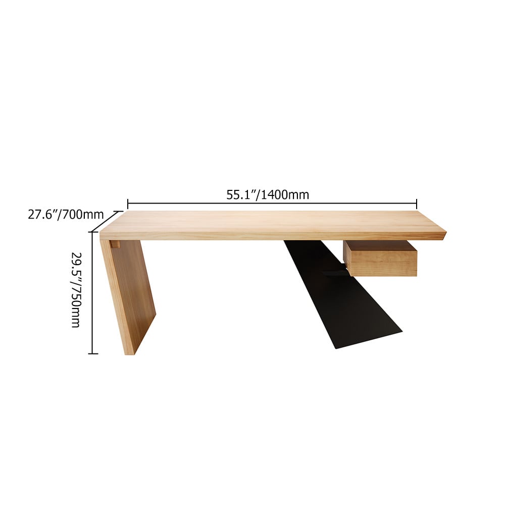 HMR Cabstract Series Modern 55" Office Desk with Drawer - Natural