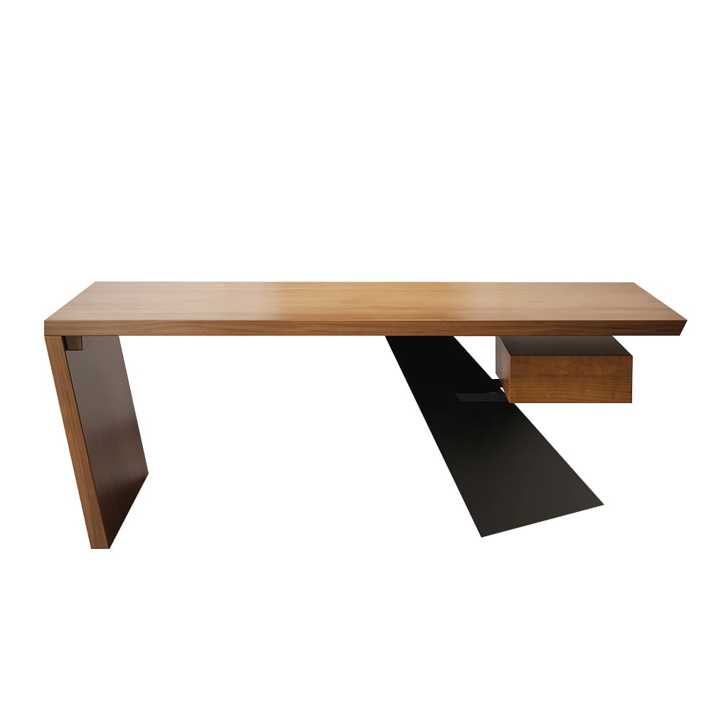 HMR Cabstract Series Modern 55" Office Desk with Drawer - Distressed