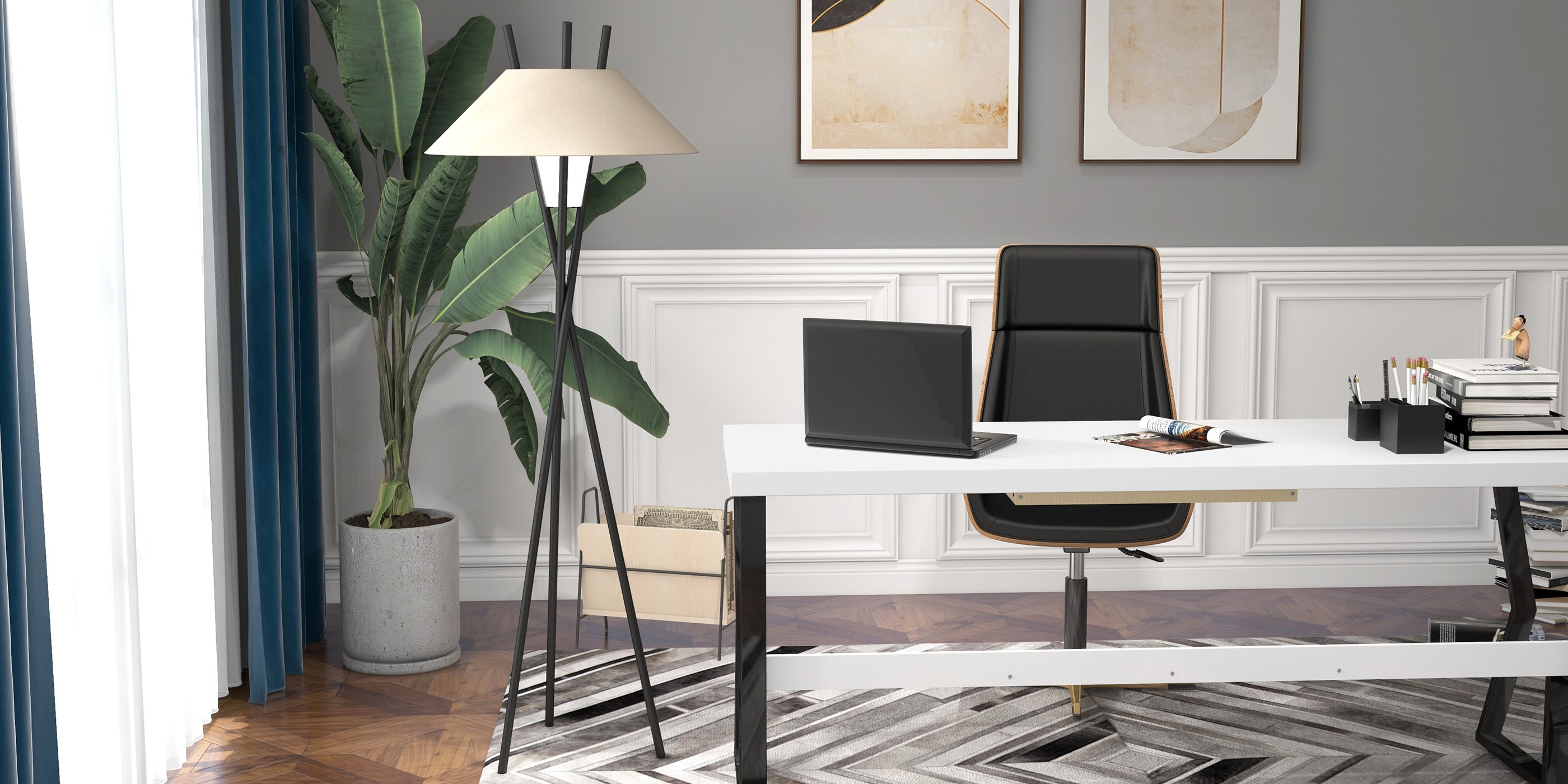 HMR 71" Computer Desk with Shelf & Drawer - White