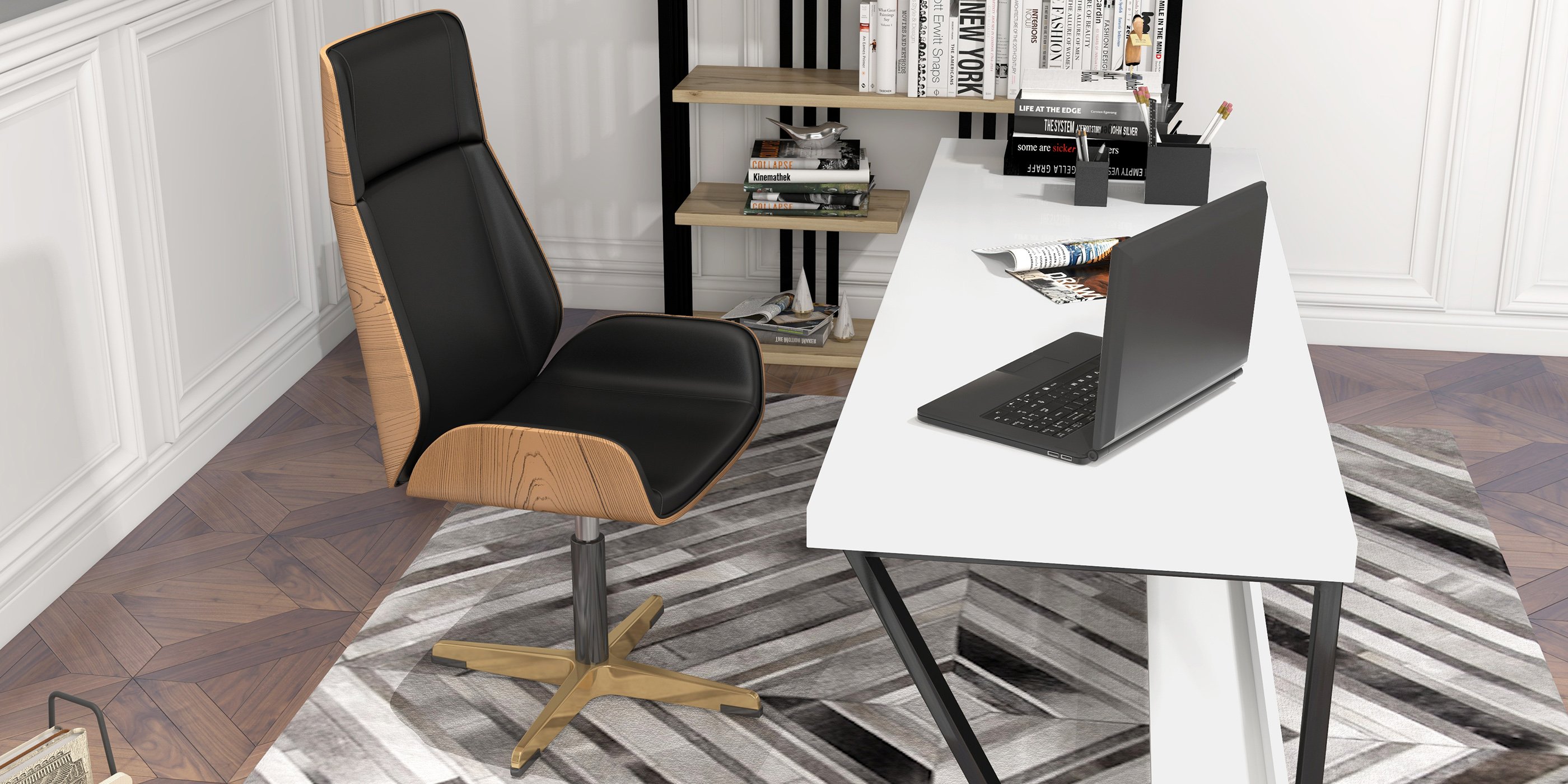 HMR 71" Computer Desk with Shelf & Drawer - White