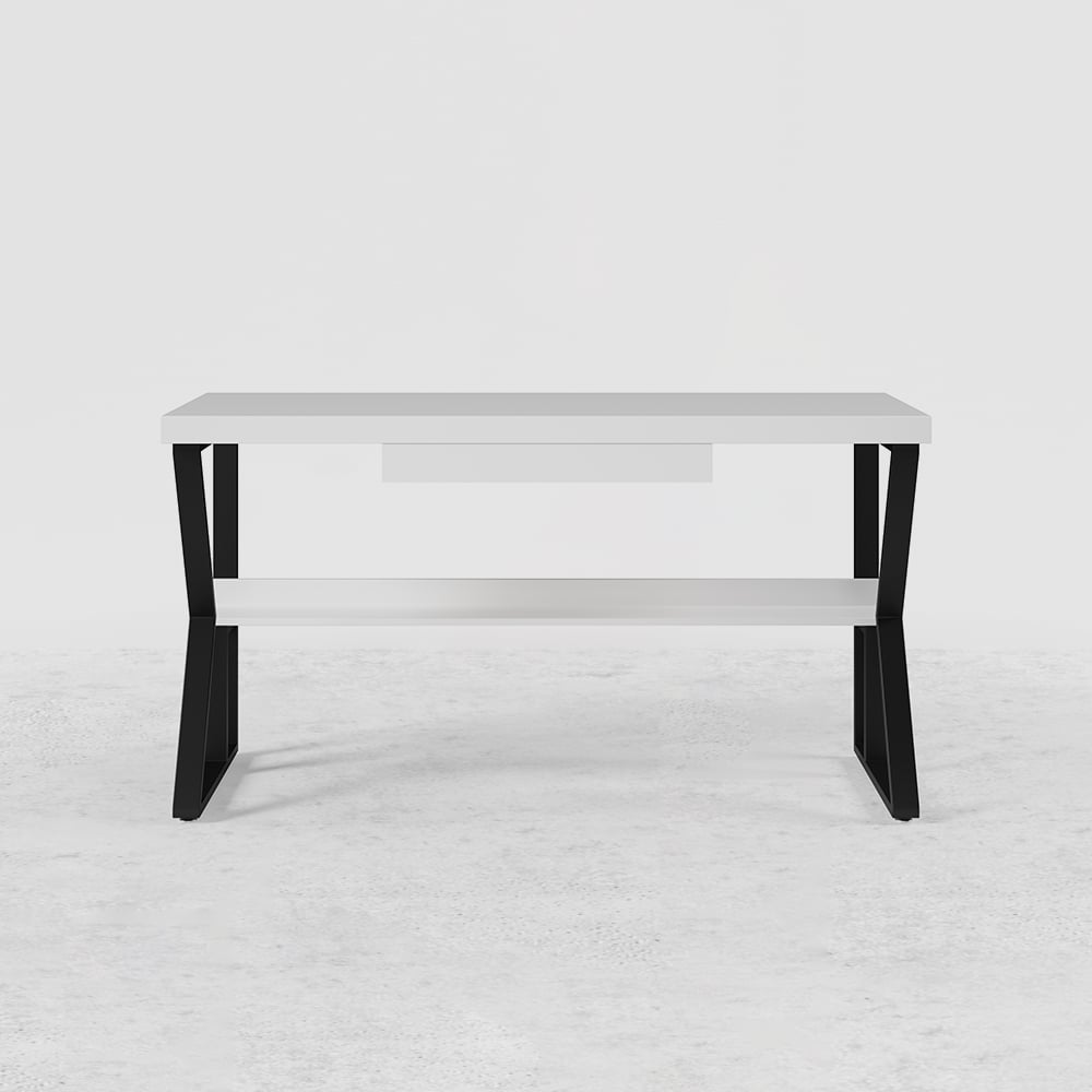 HMR 39" Computer Desk with Shelf & Drawer - White