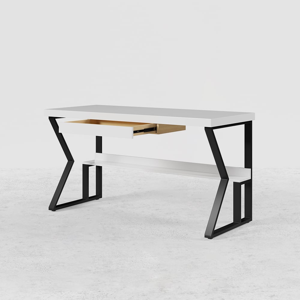 HMR 39" Computer Desk with Shelf & Drawer - White