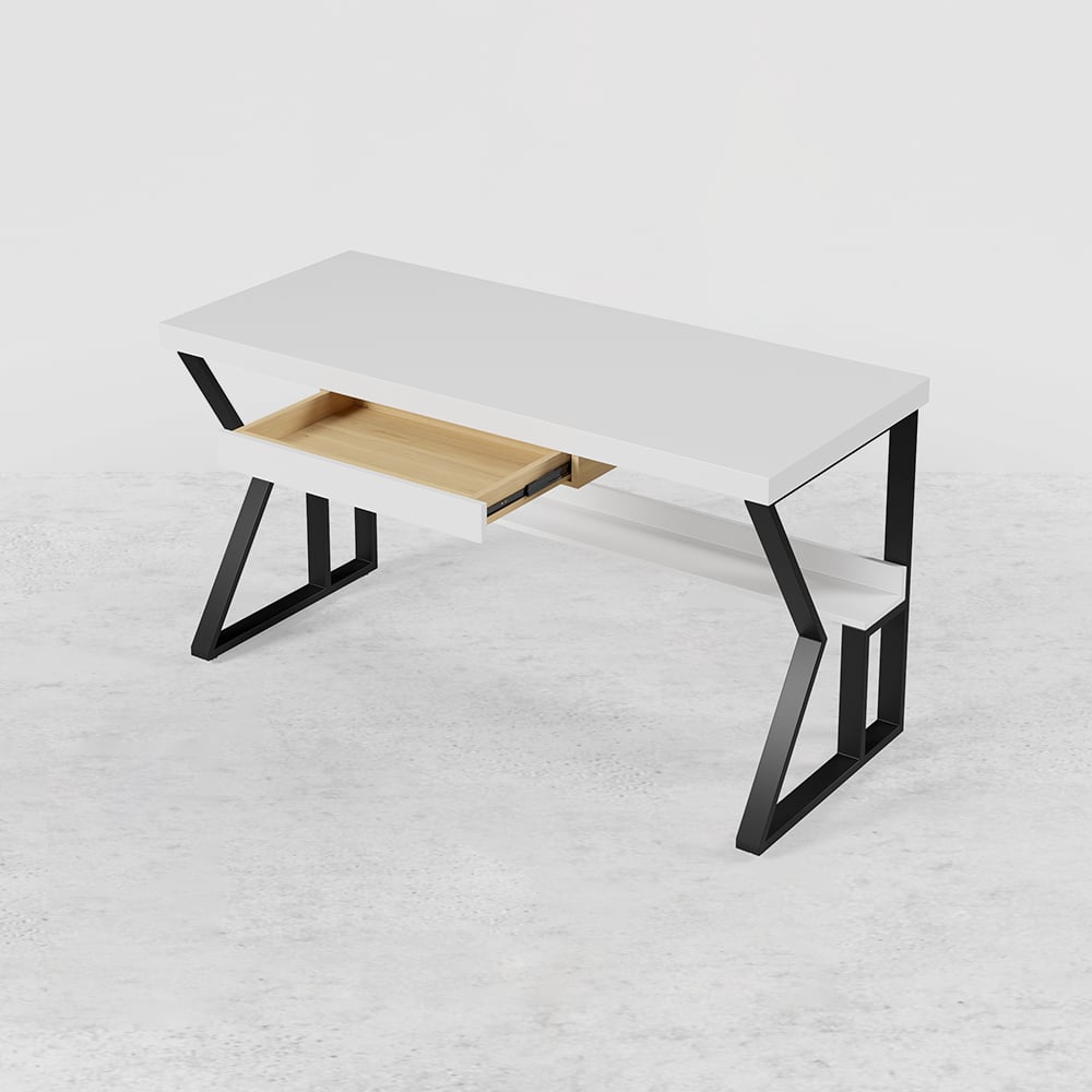 HMR 39" Computer Desk with Shelf & Drawer - White