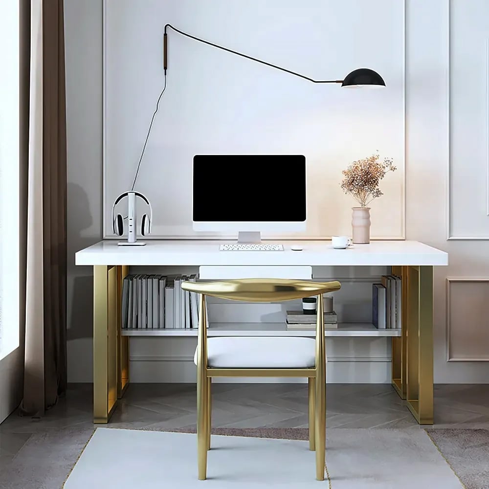 HMR - Computer Desk with Drawer and Storage Shelf in with Drawer, 55.1"L x 27.6"W