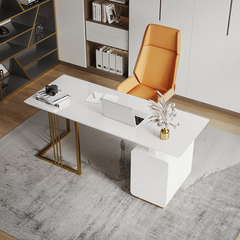 HMR Modern 71" Office Desk with Drawers - White