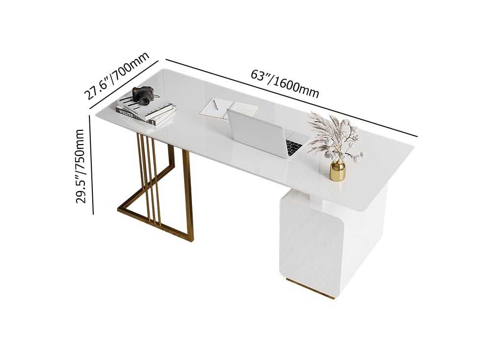 HMR Modern 63" Office Desk with Drawers - White