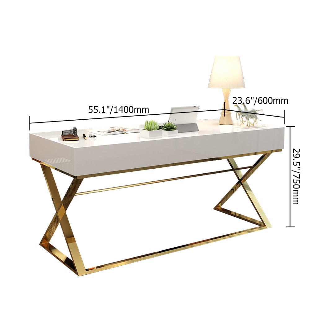 HMR - Drawer Rectangular Computer Desk in 55"L, White