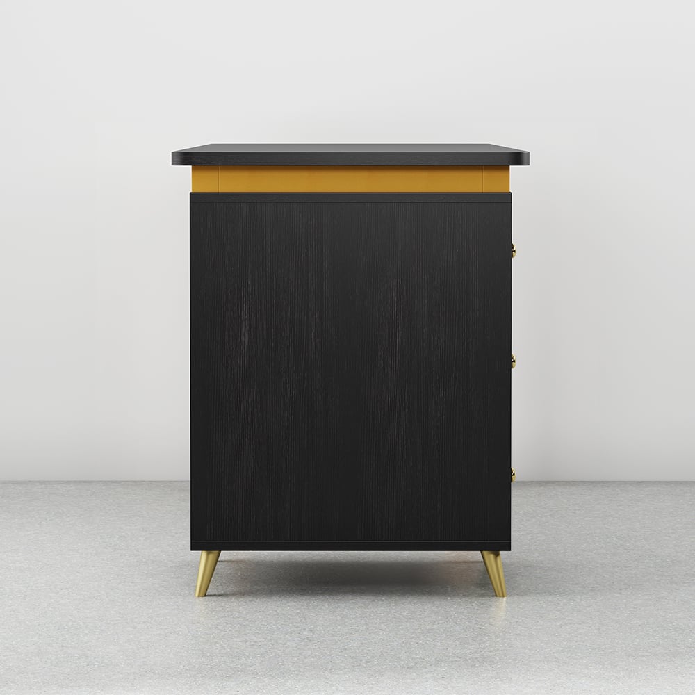 HMR Modern 71" Office Writing Desk with Drawers - Black