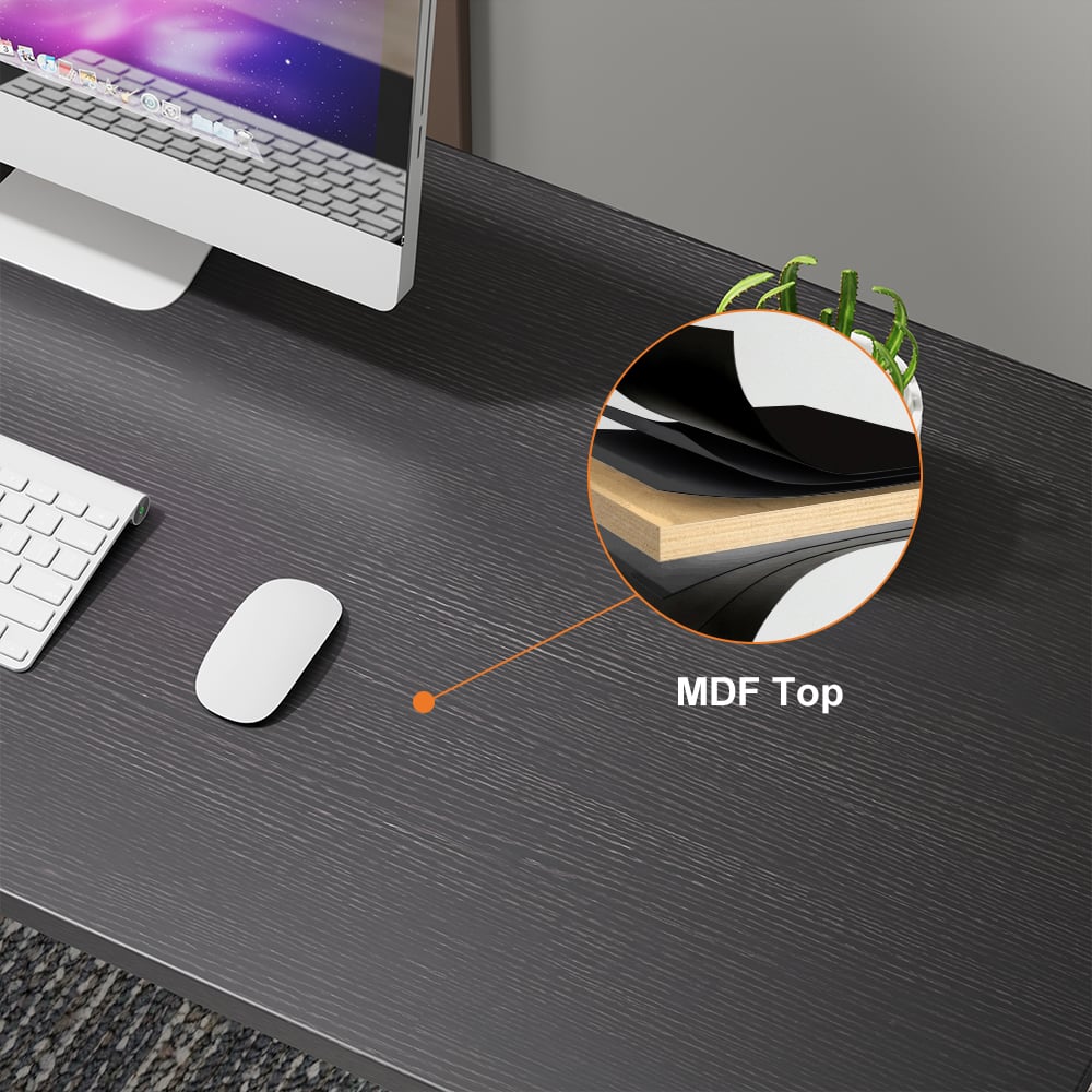 HMR Modern 71" Office Writing Desk with Drawers - Black